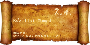 Kállai Ahmed névjegykártya